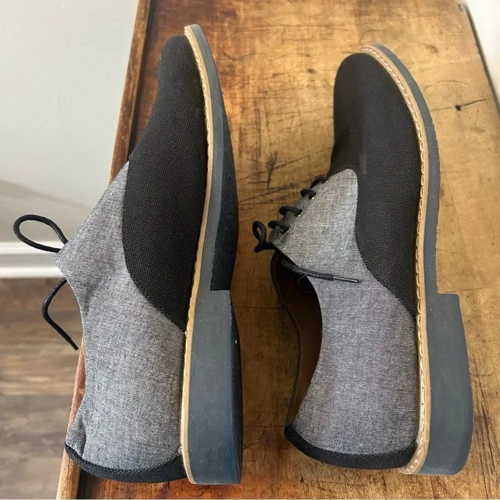 Aldo 13 Black Gray Oxford Textile Dress Shoes Business Preppy Retro Professional